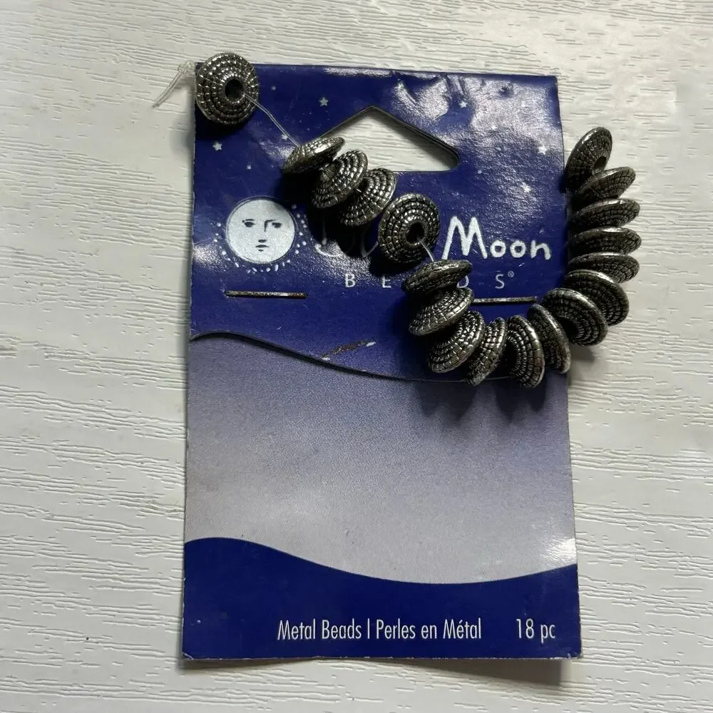 Blue Moon Beads Silver Metal Rondelle Findings Lot 7 Packs
